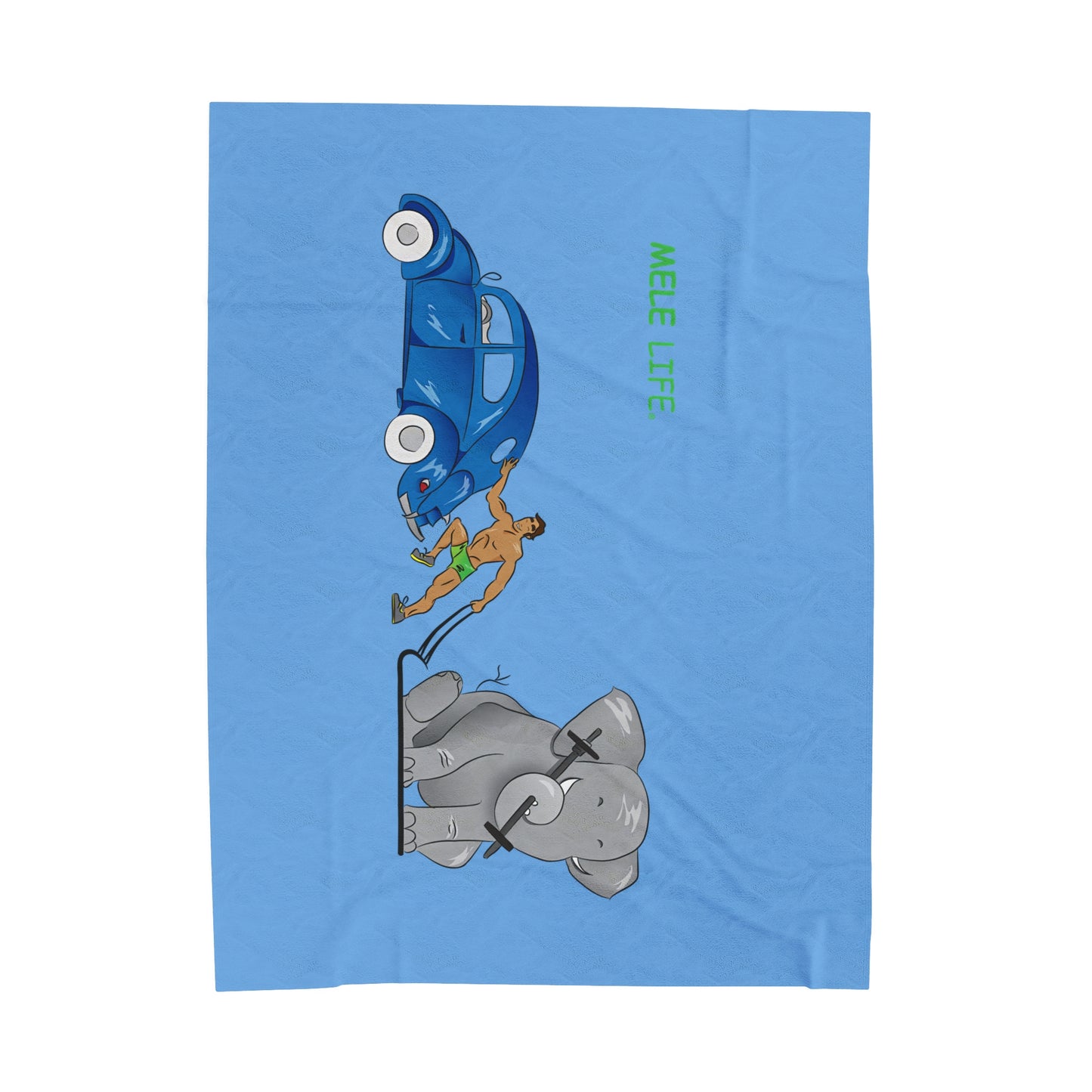 Blanket Velveteen Plush - Strong Brown Man (light blue)