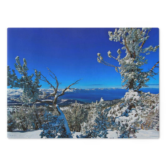 Cutting Board (glass) - Lake Tahoe in Winter