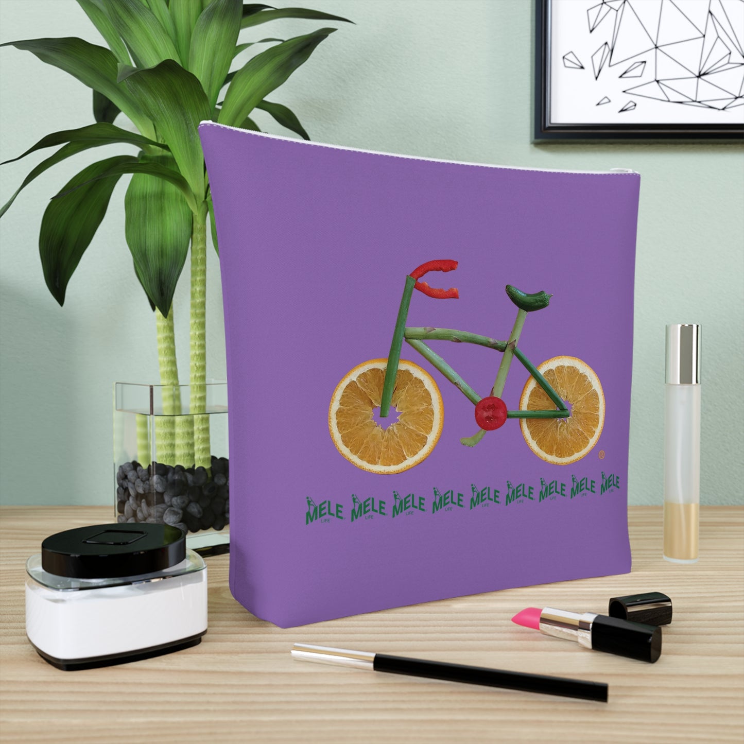 Cosmetic Bag - Veggie Bike  (light purple)