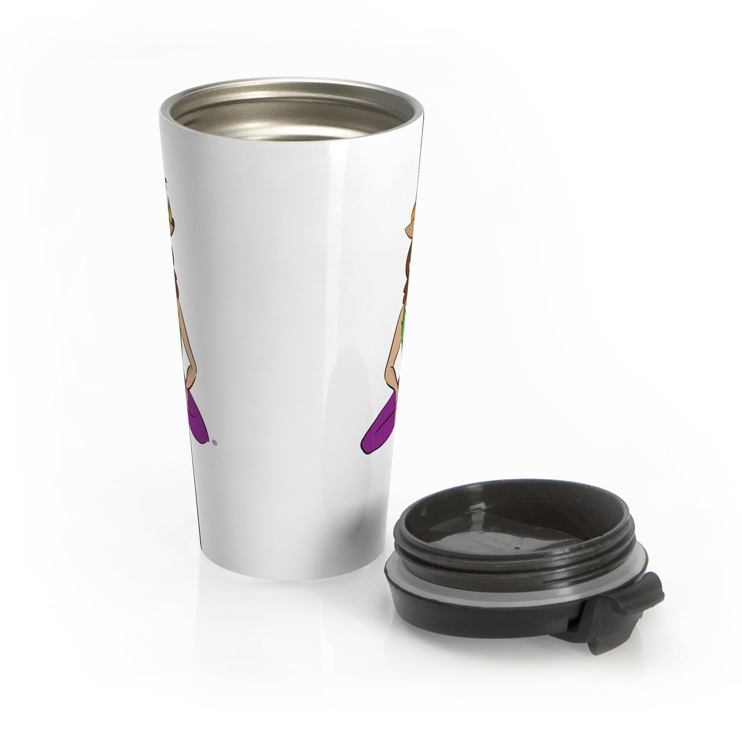 Travel Mug (15oz) - Yoga Lady 1 (white)