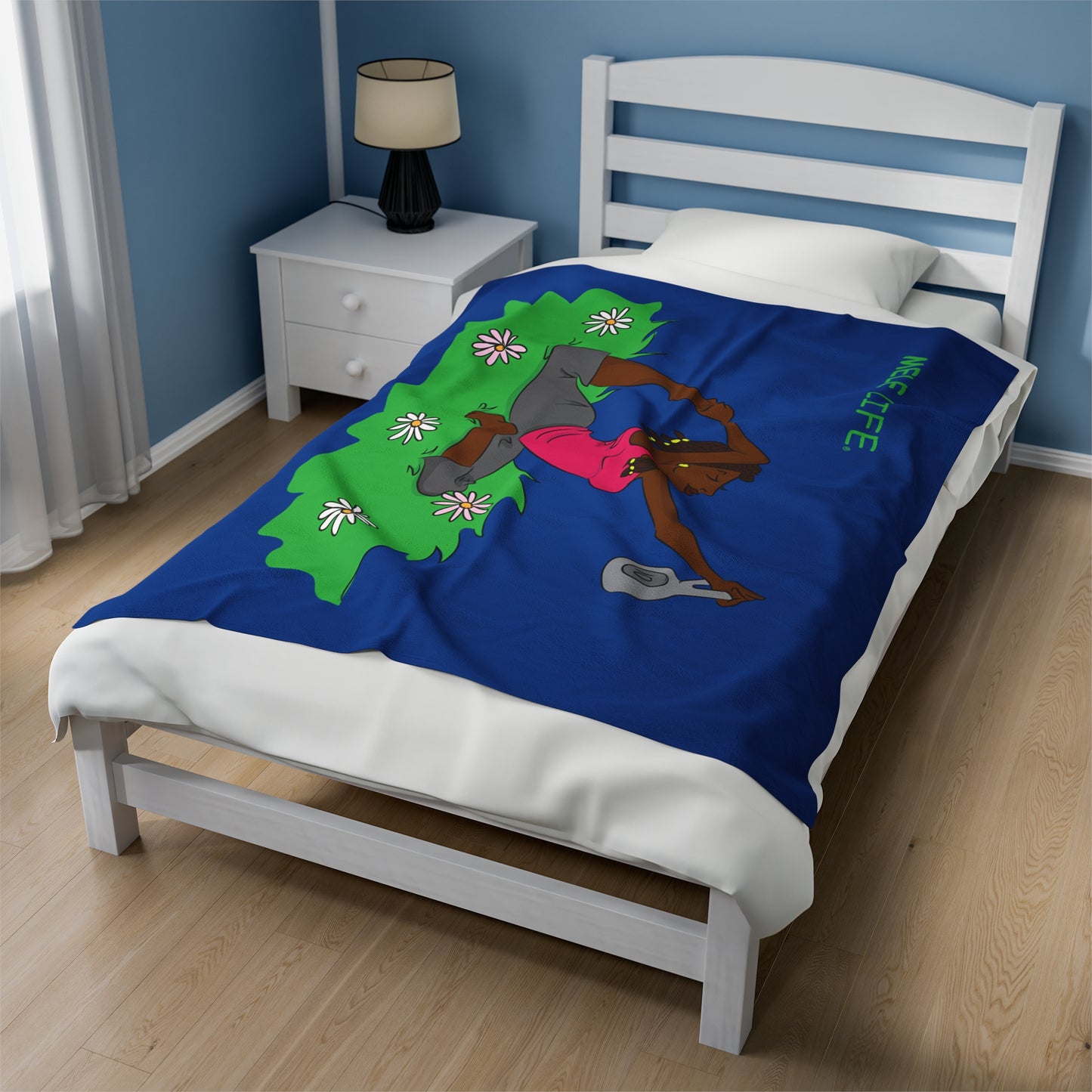 Blanket Velveteen Plush - Yoga Lady 2 (blue)