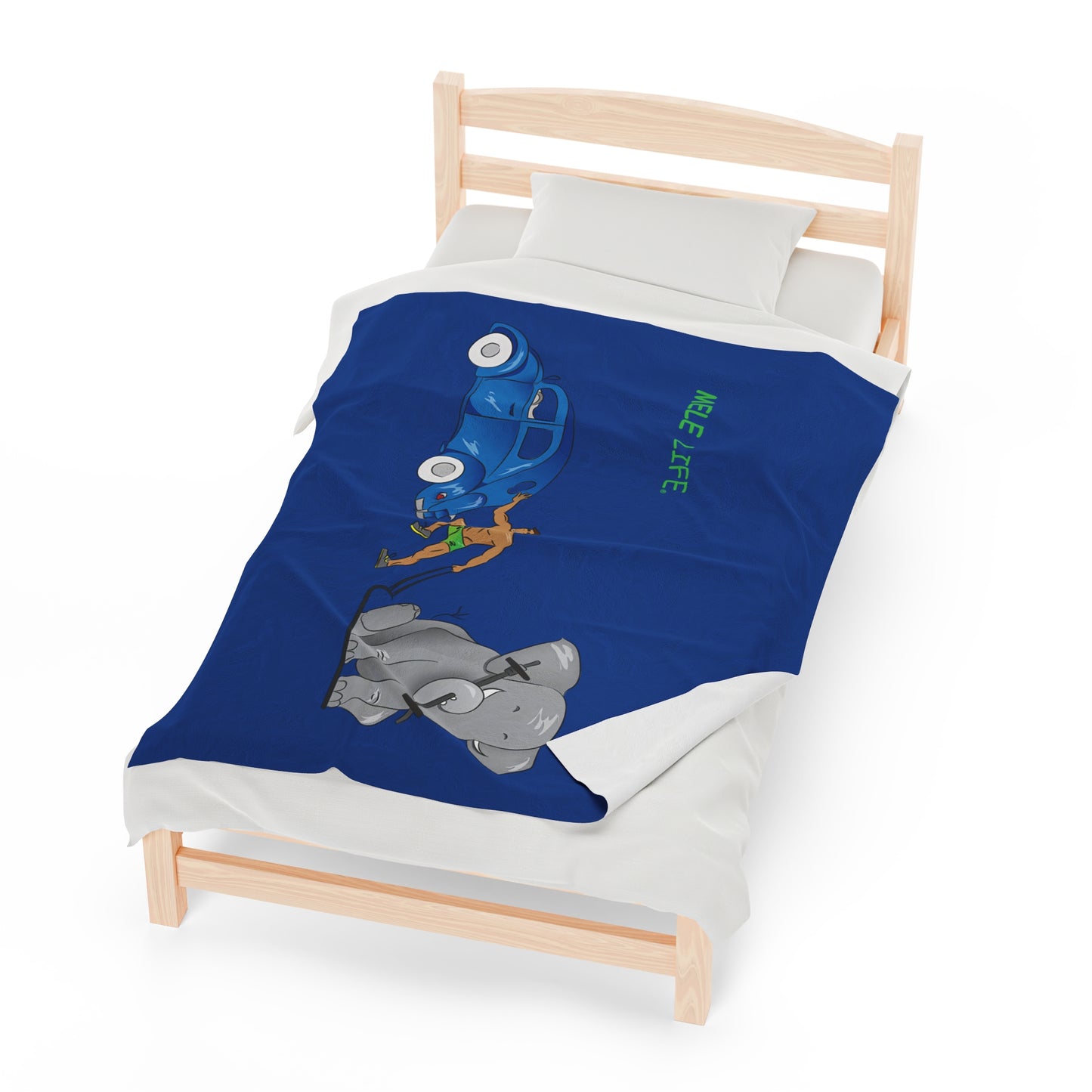 Blanket Velveteen Plush - Strong Brown Man (dark blue)