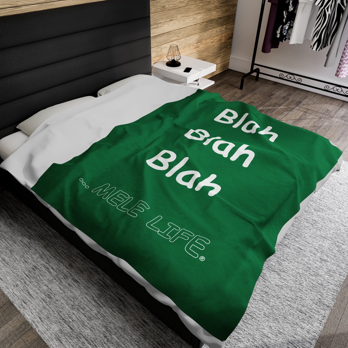 Blanket Velveteen Plush - Blah Blah Blah (green)