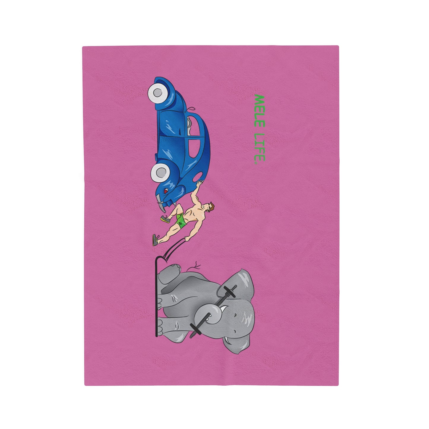 Blanket Velveteen Plush - Strong White Man (pink)