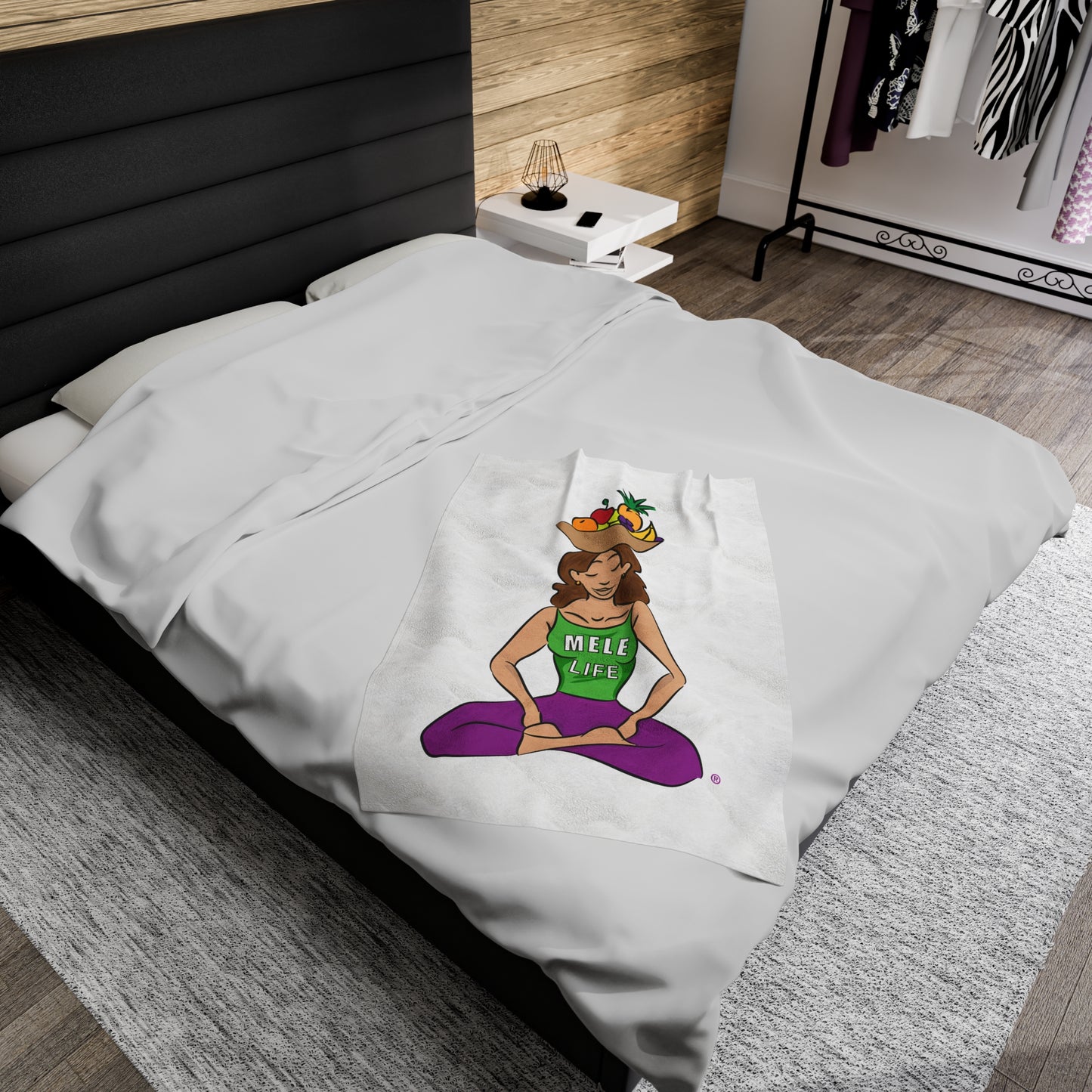 Blanket Velveteen Plush - Yoga Lady 1 (white)