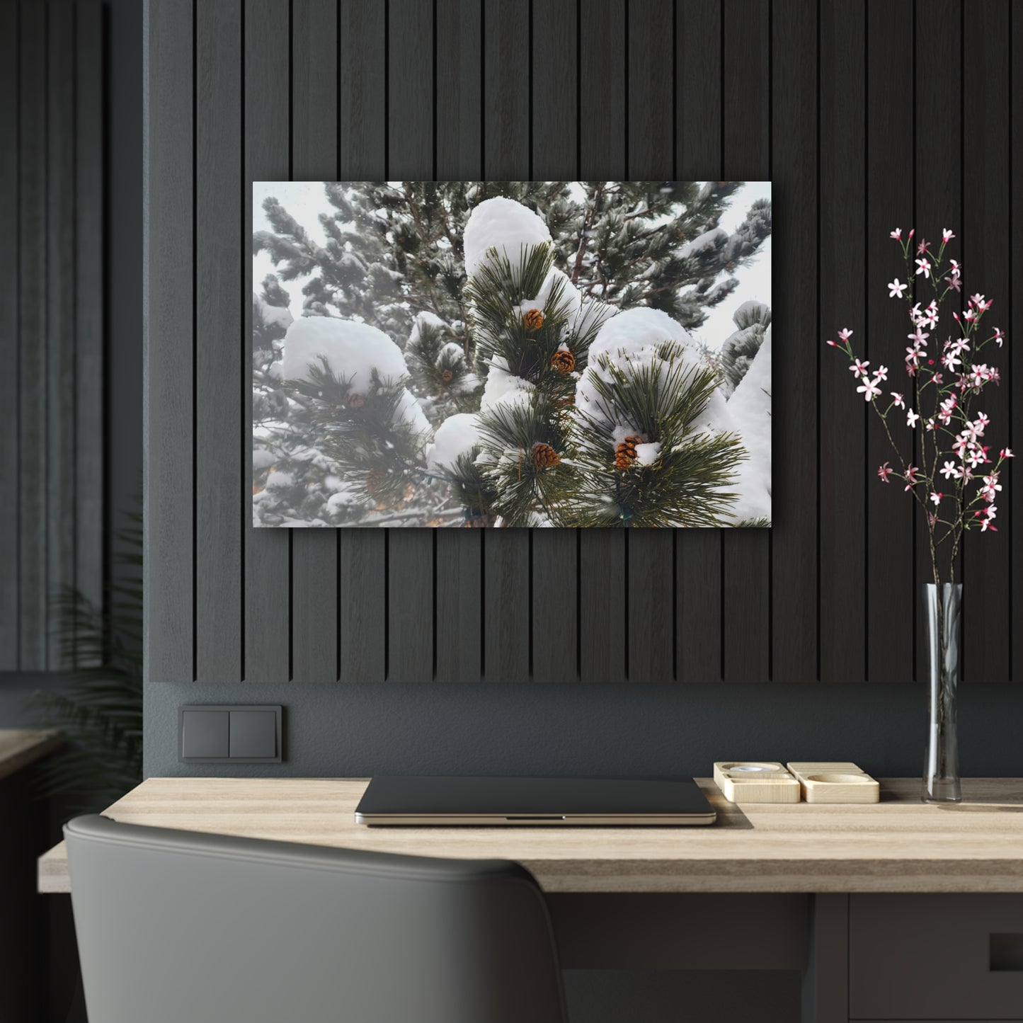 Acrylic Art - Pine cones with snow