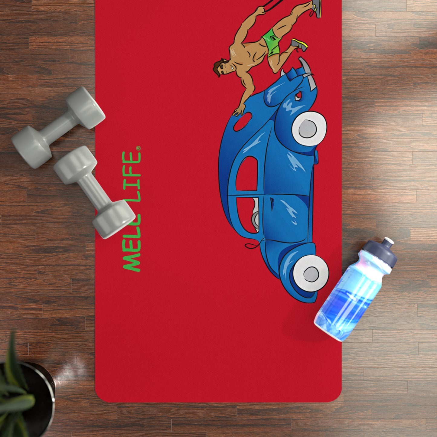 Yoga Mat - Strong brown man  (red mat)