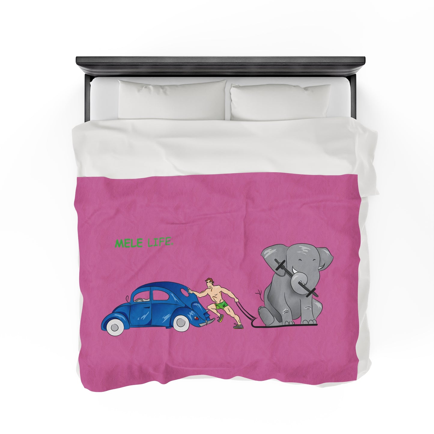 Blanket Velveteen Plush - Strong White Man (pink)