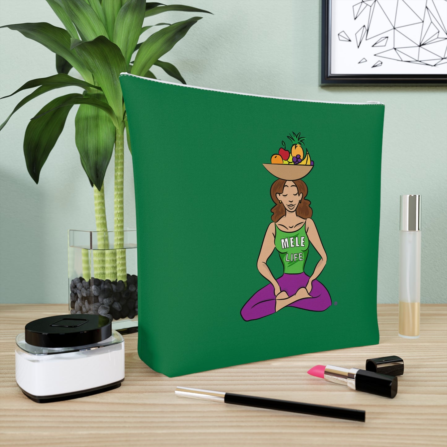 Cosmetic Bag - Yoga Lady1   (green)