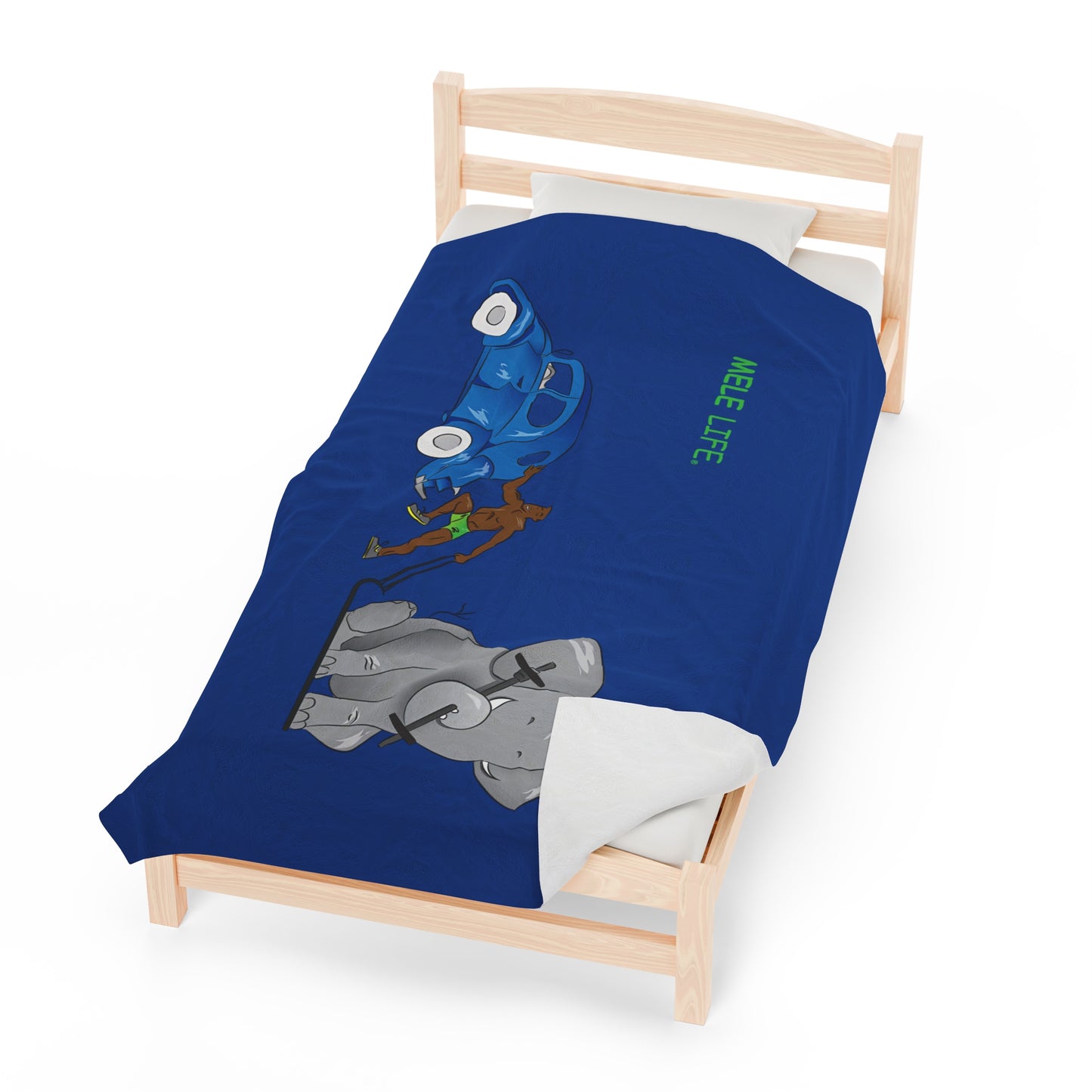 Blanket Velveteen Plush - Strong Black Man (dark blue)