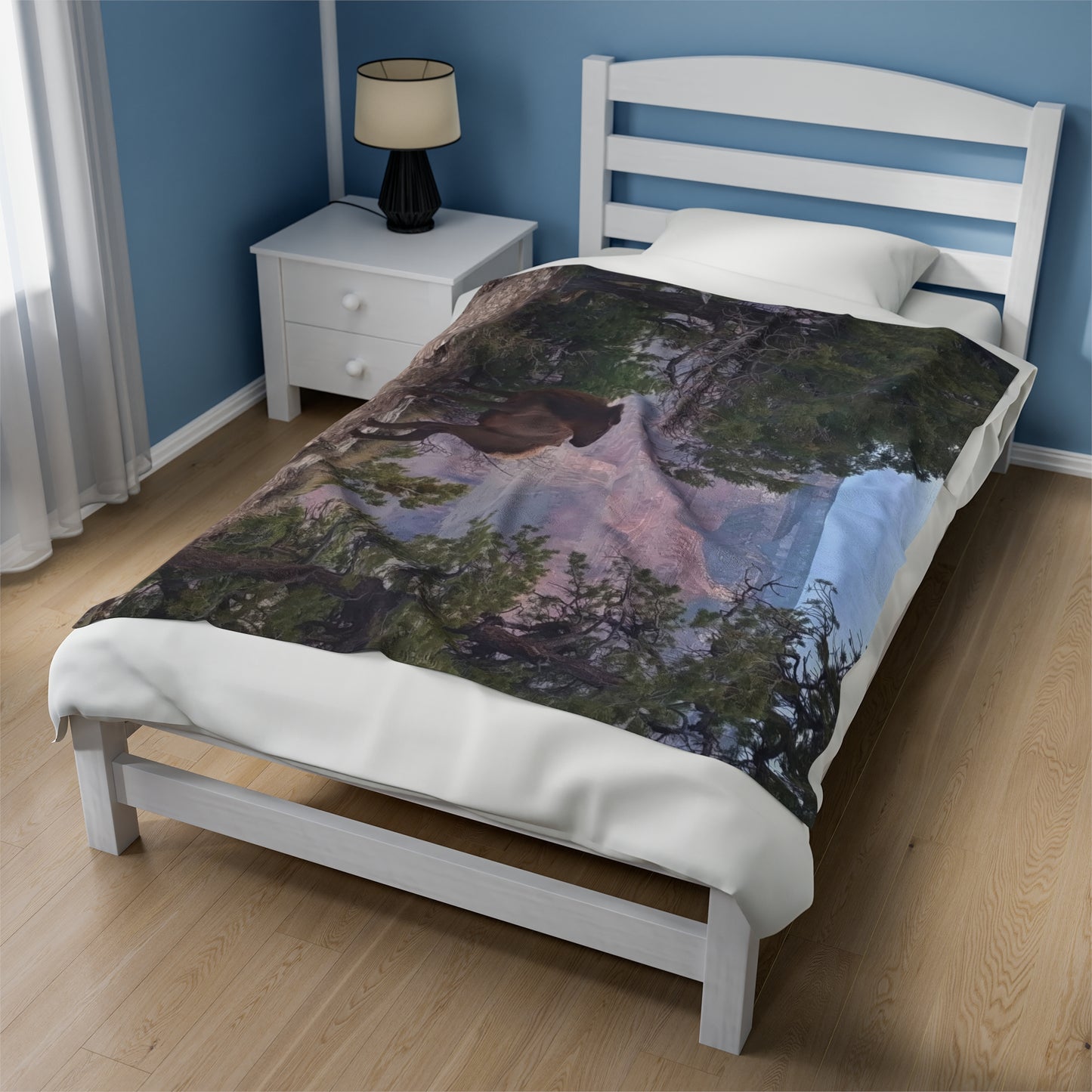 Blanket Velveteen Plush - Elk on rim of Grand Canyon