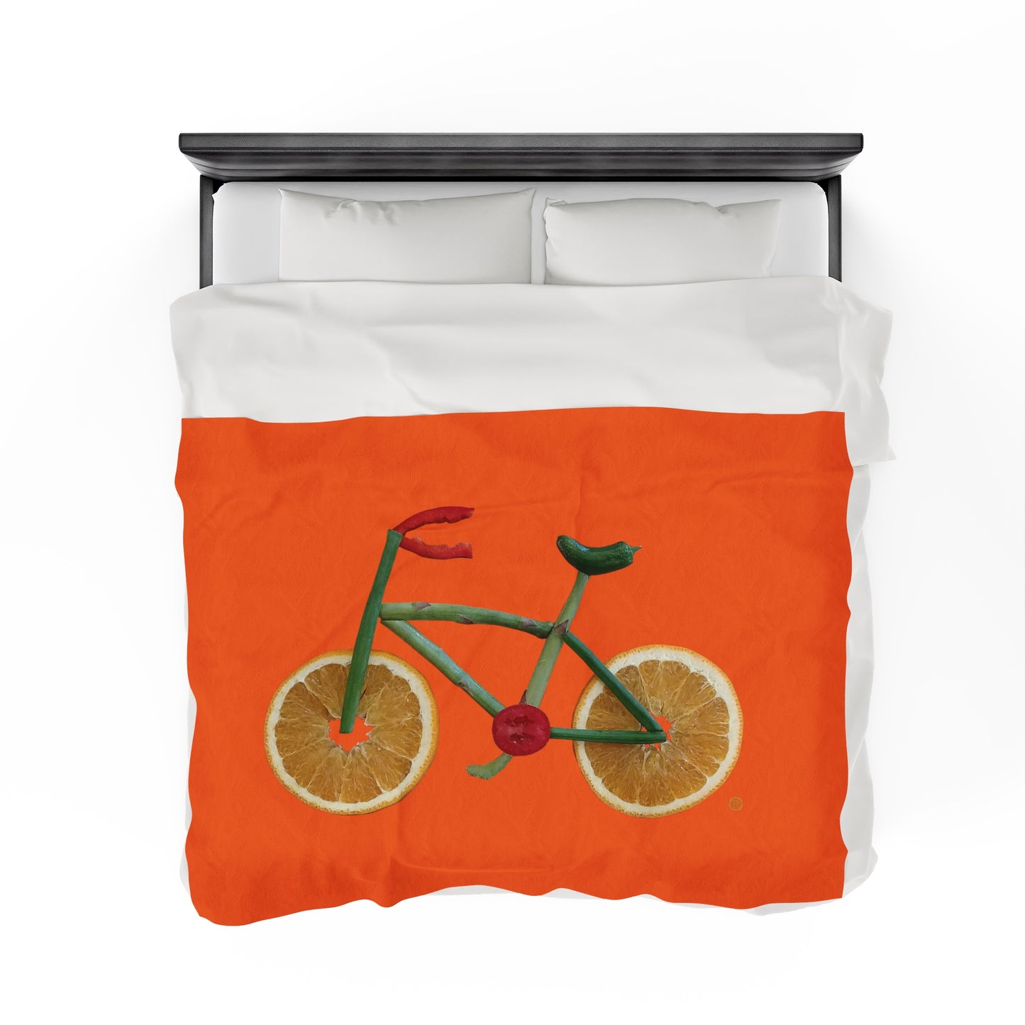 Blanket Velveteen Plush - Veggie Bike (orange)