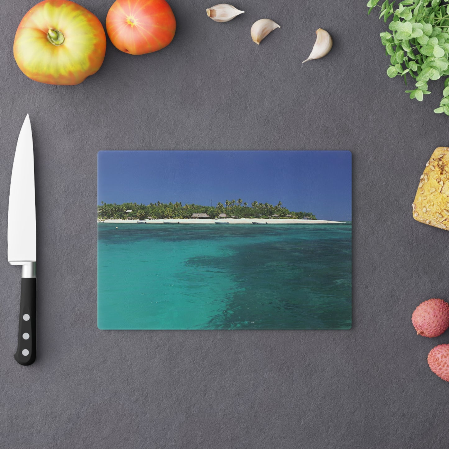 Cutting Board (glass) - Island in Fiji