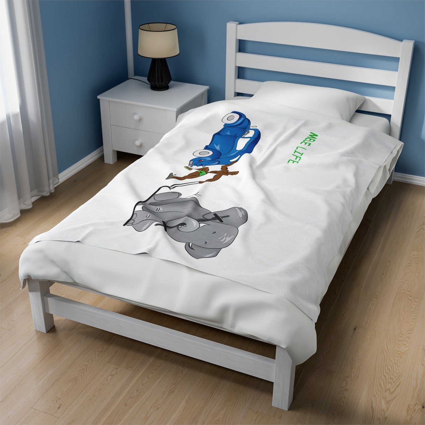 Blanket Velveteen Plush - Strong Black Man (white)