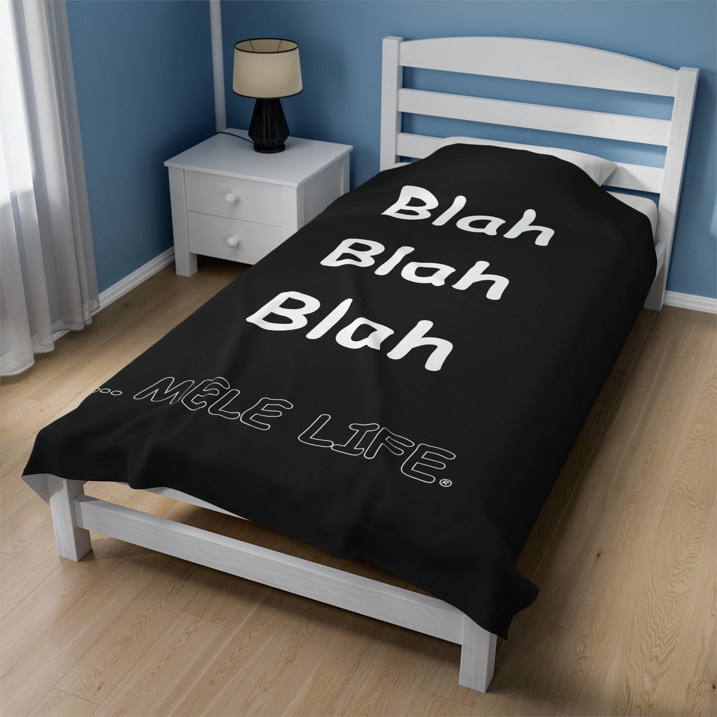 Blanket Velveteen Plush - Blah Blah Blah (black)