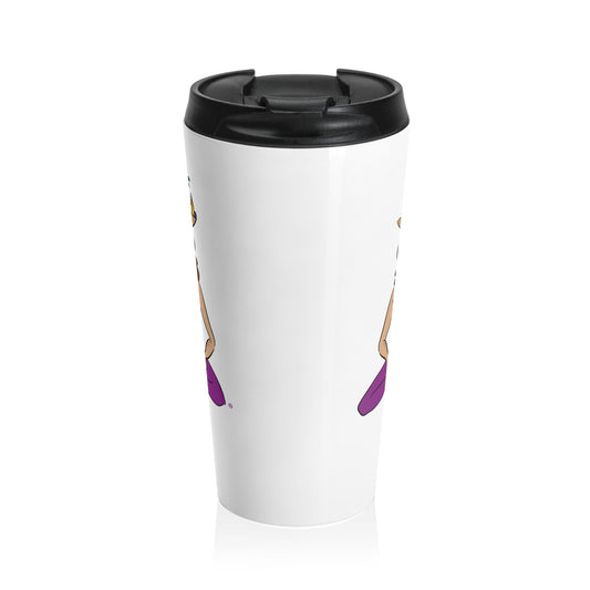 Travel Mug (15oz) - Yoga Lady 1 (white)