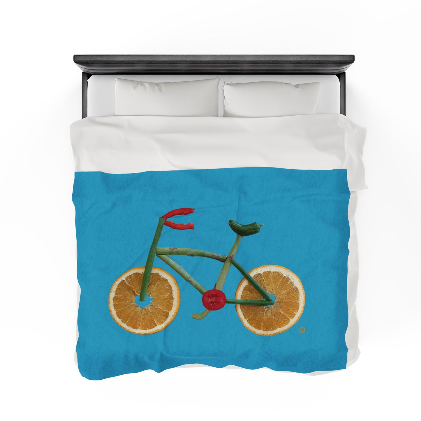 Blanket Velveteen Plush - Veggie Bike (turquoise)