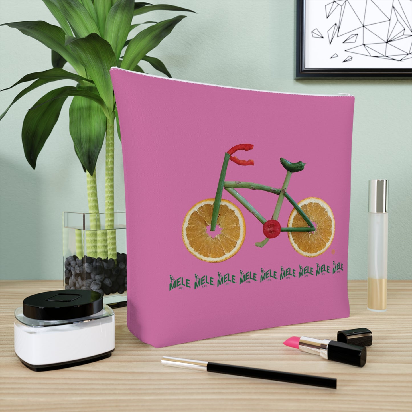 Cosmetic Bag - Veggie Bike  (pink)