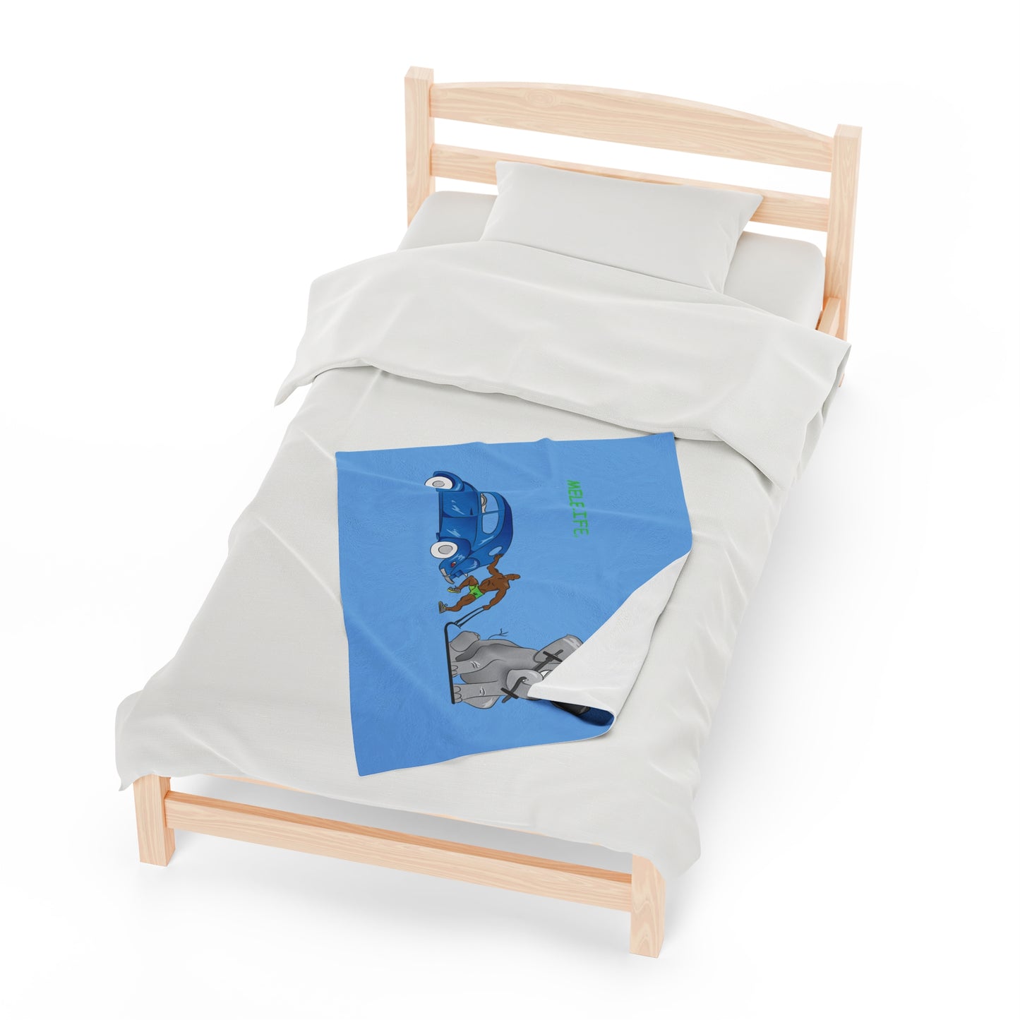 Blanket Velveteen Plush - Strong Black Man (light blue)