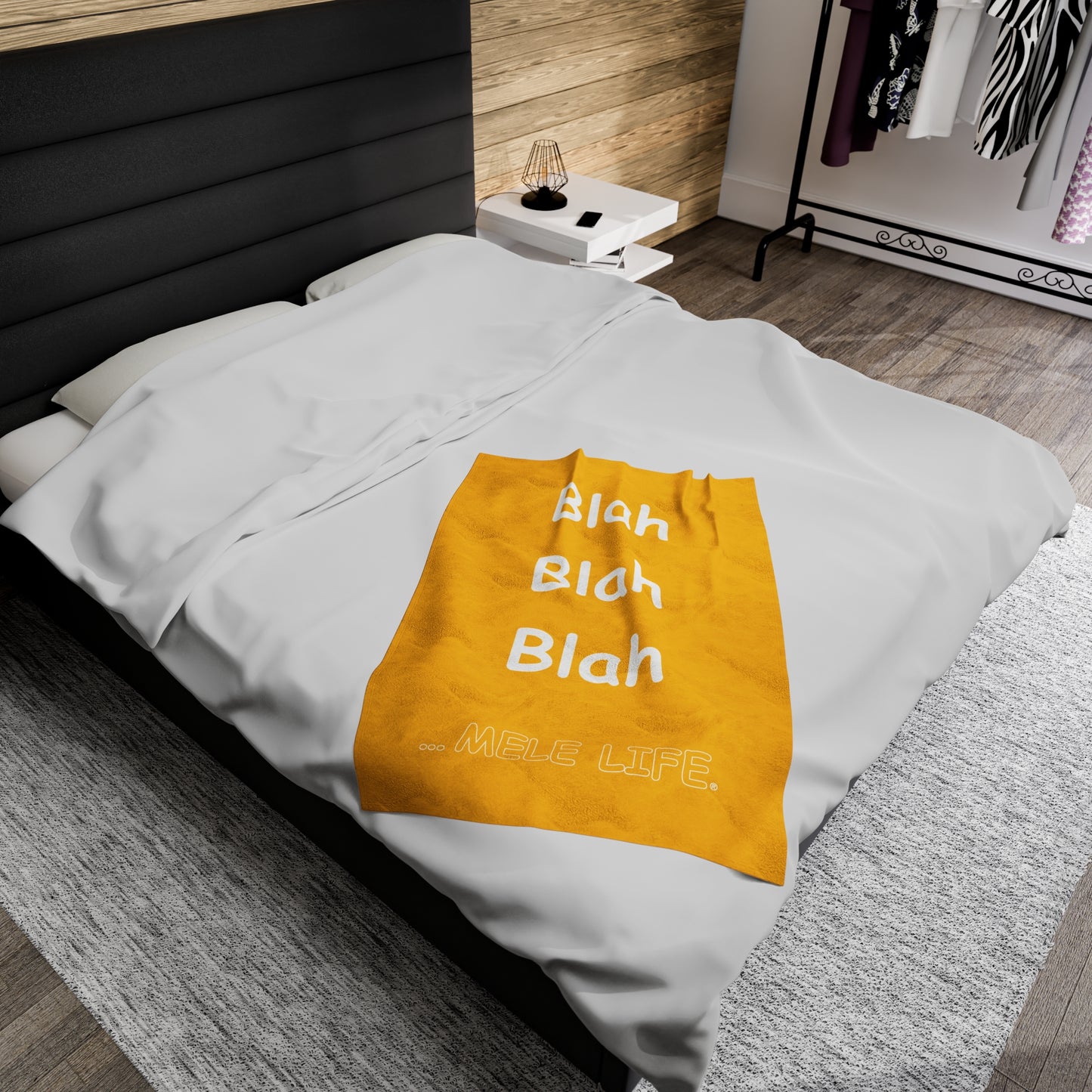 Blanket Velveteen Plush - Blah Blah Blah (yellow)