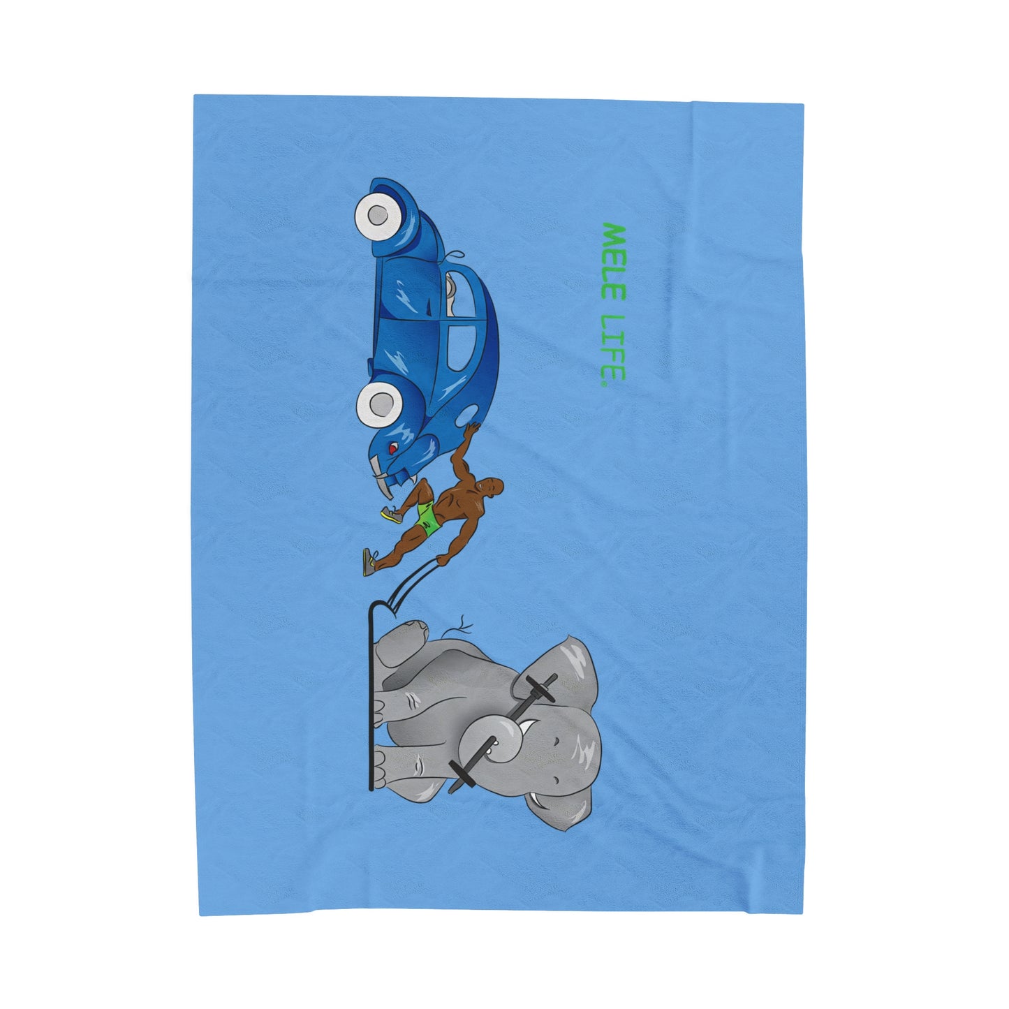 Blanket Velveteen Plush - Strong Black Man (light blue)
