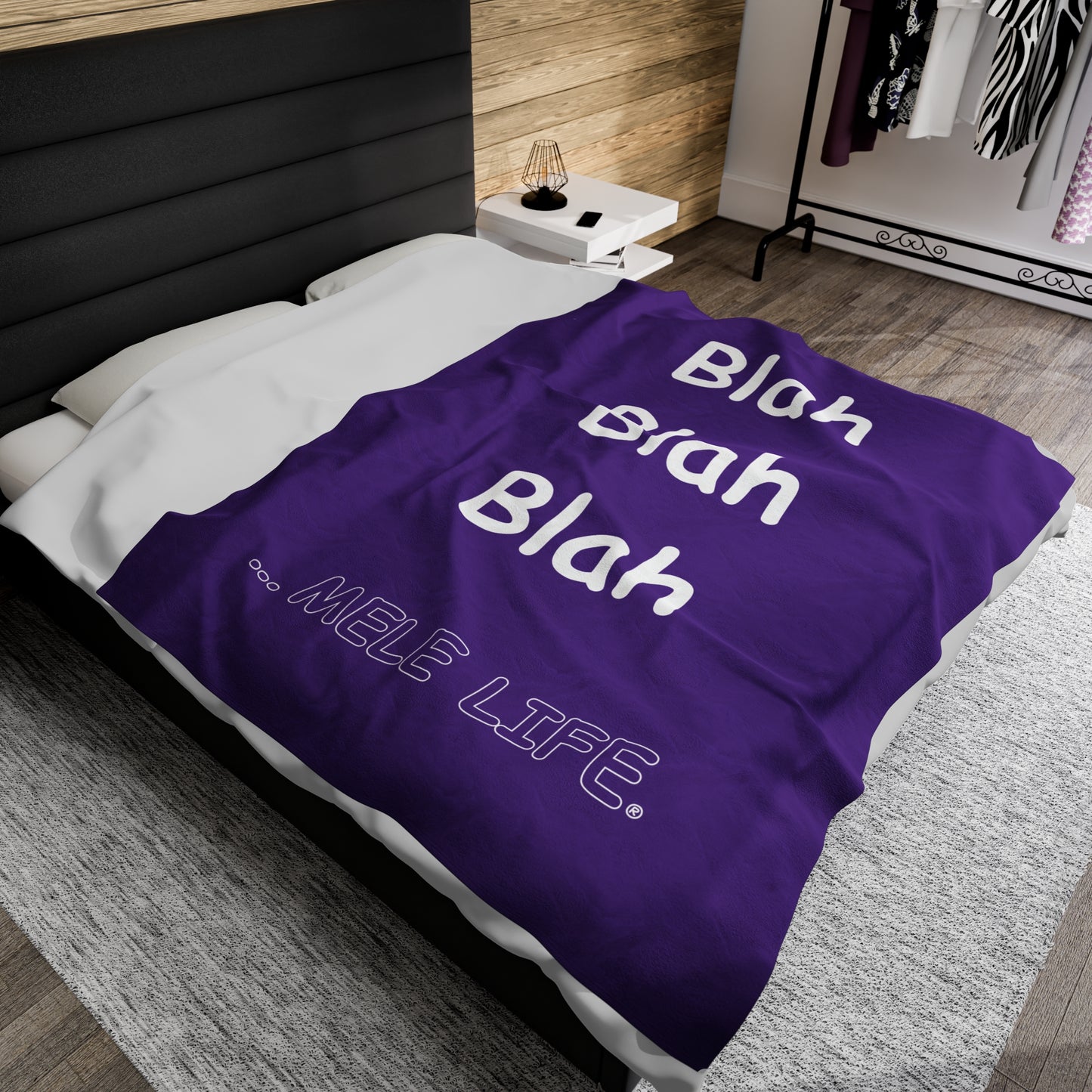 Blanket Velveteen Plush - Blah Blah Blah (purple)
