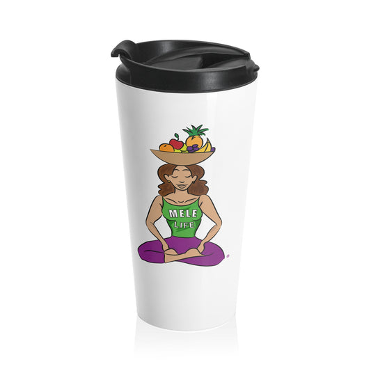 Travel Mug (15oz) - Yoga Lady 1 (white)