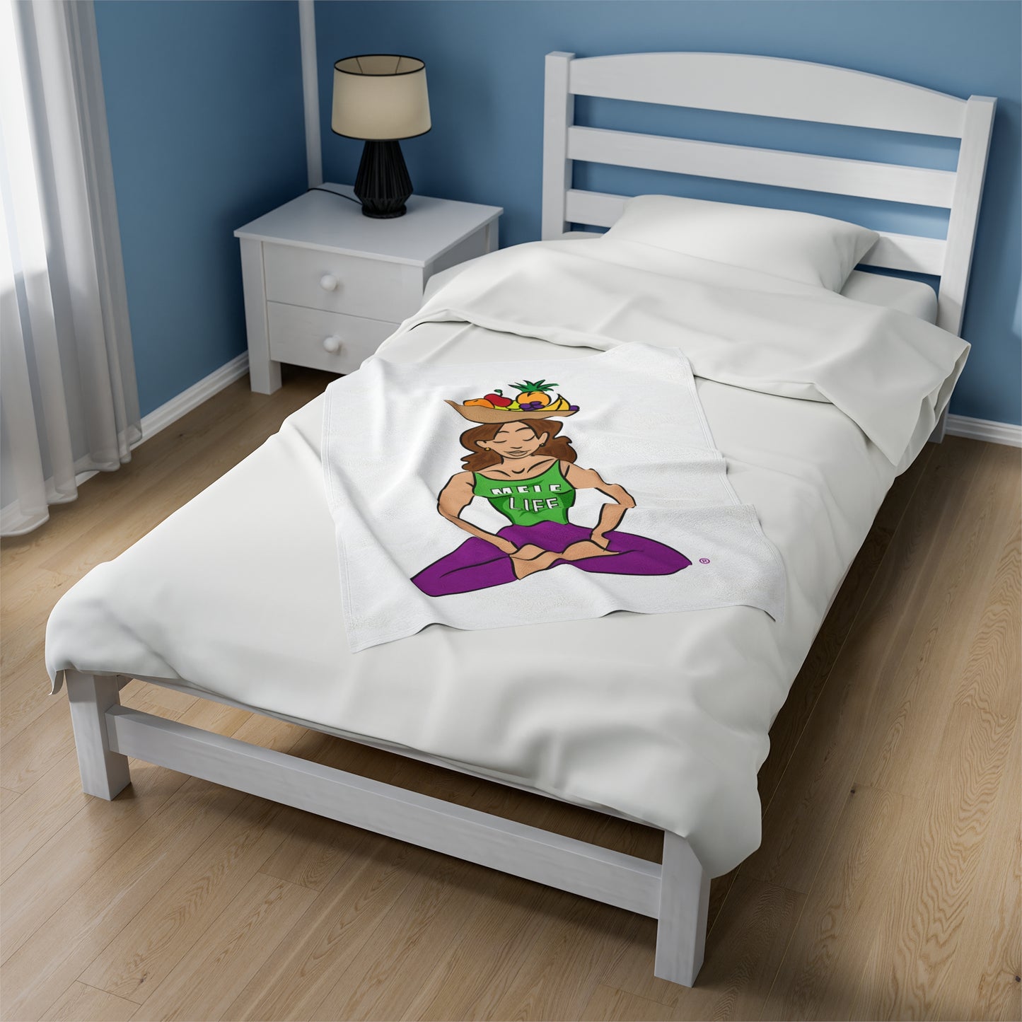 Blanket Velveteen Plush - Yoga Lady 1 (white)