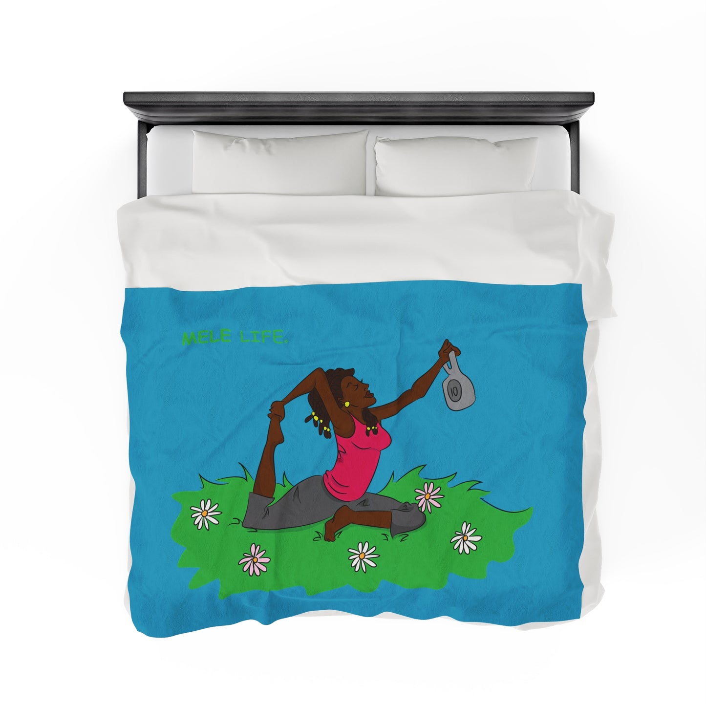 Blanket Velveteen Plush - Yoga Lady 2 (turquoise)