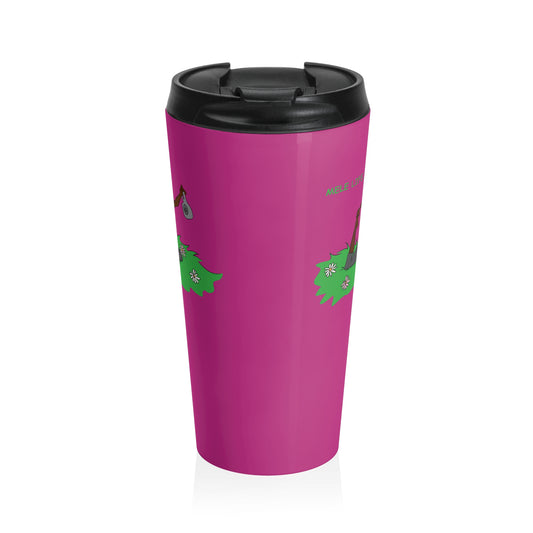 Travel Mug (15oz) - Yoga Lady 2 (pink)