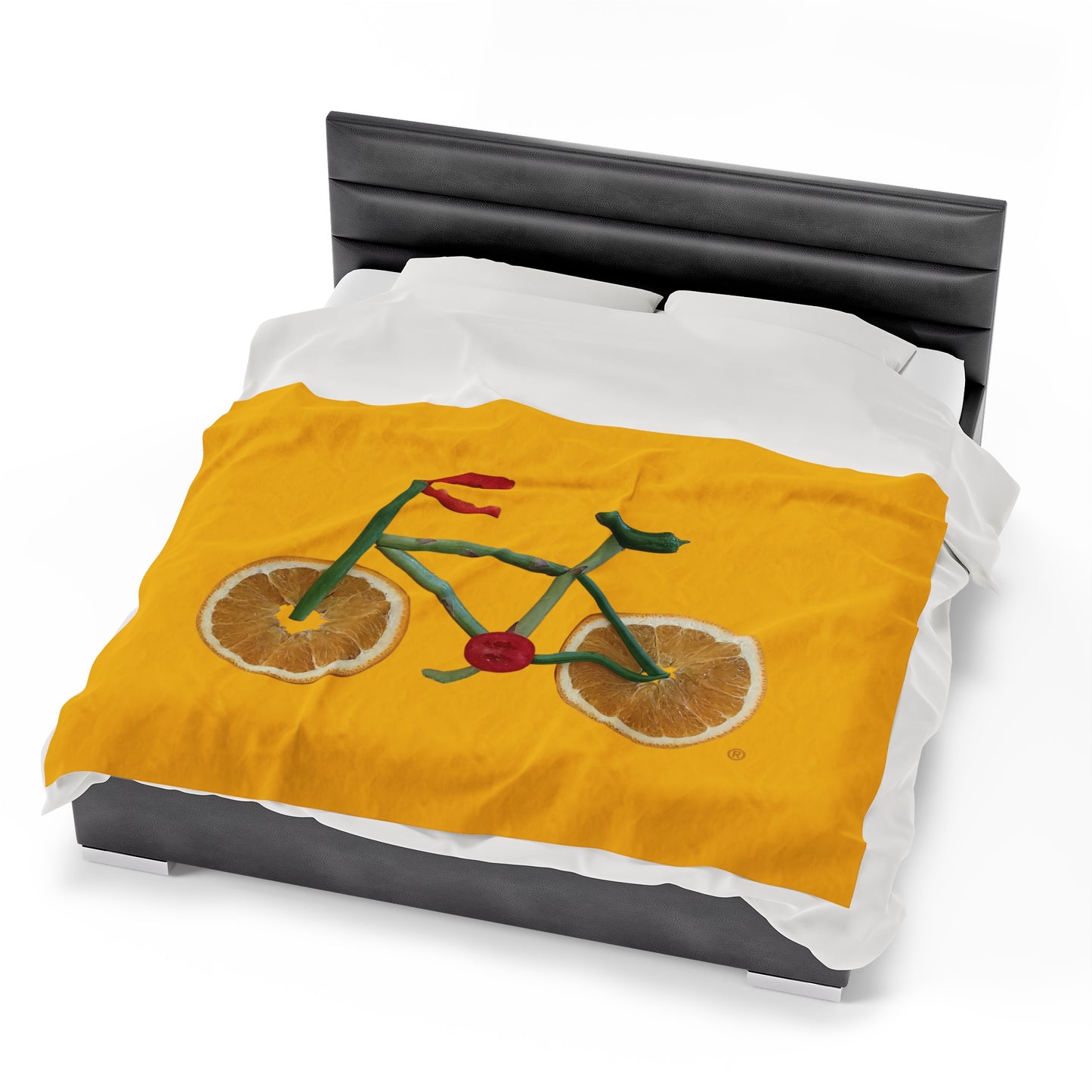 Blanket Velveteen Plush - Veggie Bike (yellow)