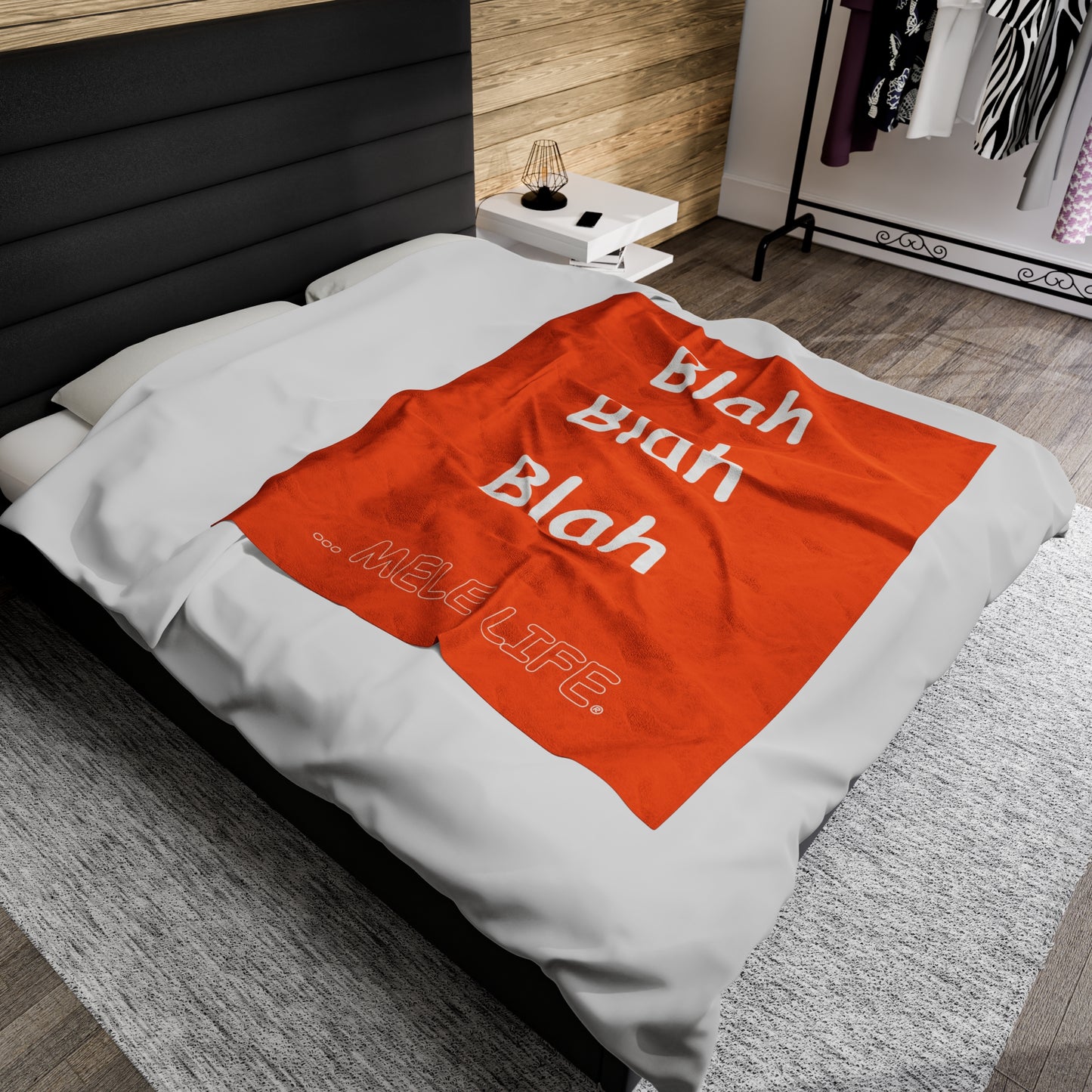 Blanket Velveteen Plush - Blah Blah Blah (orange)
