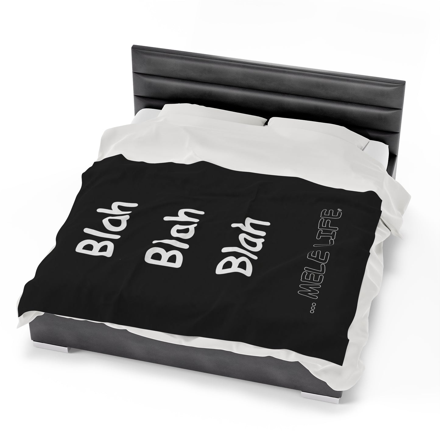 Blanket Velveteen Plush - Blah Blah Blah (black)