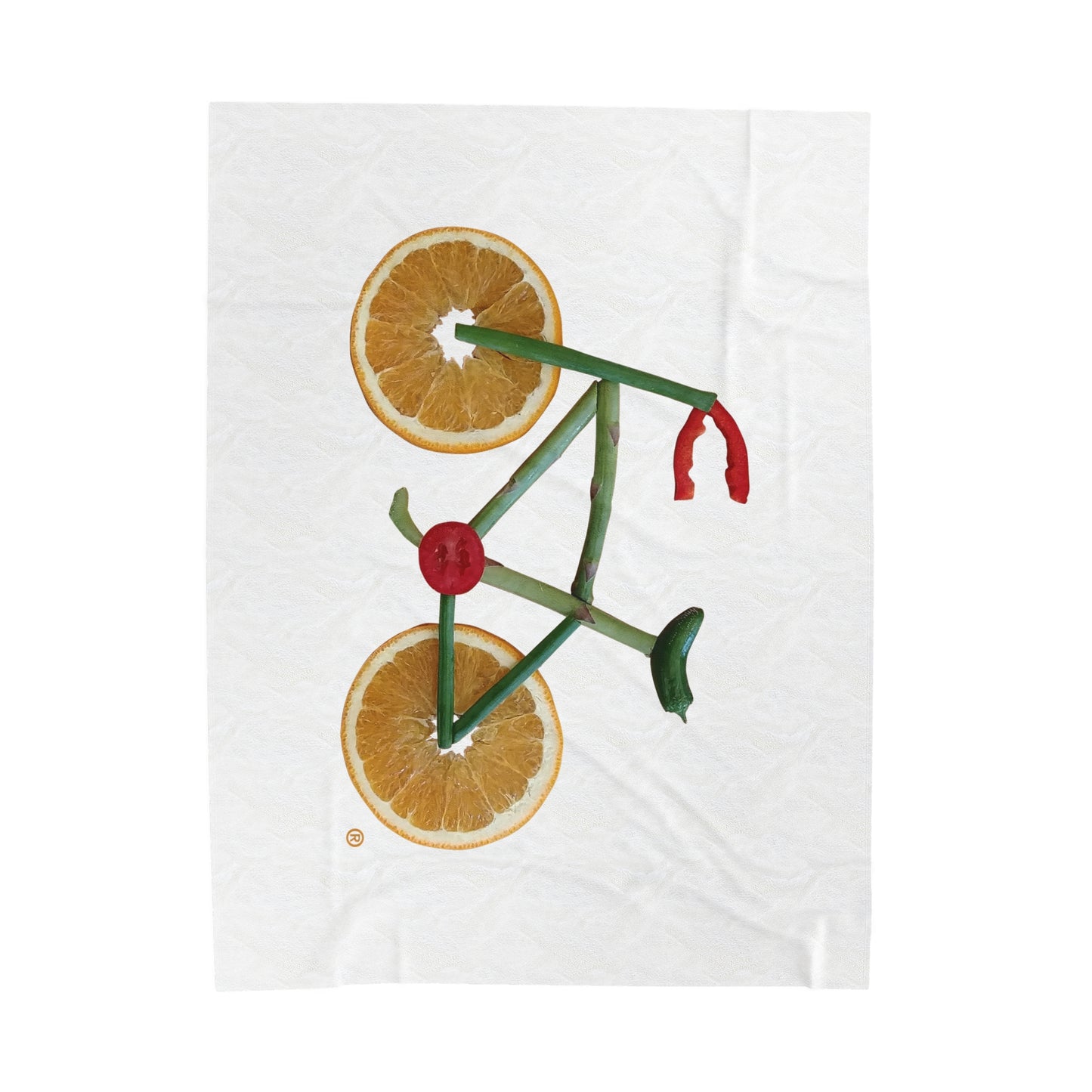 Blanket Velveteen Plush - Veggie Bike (white)