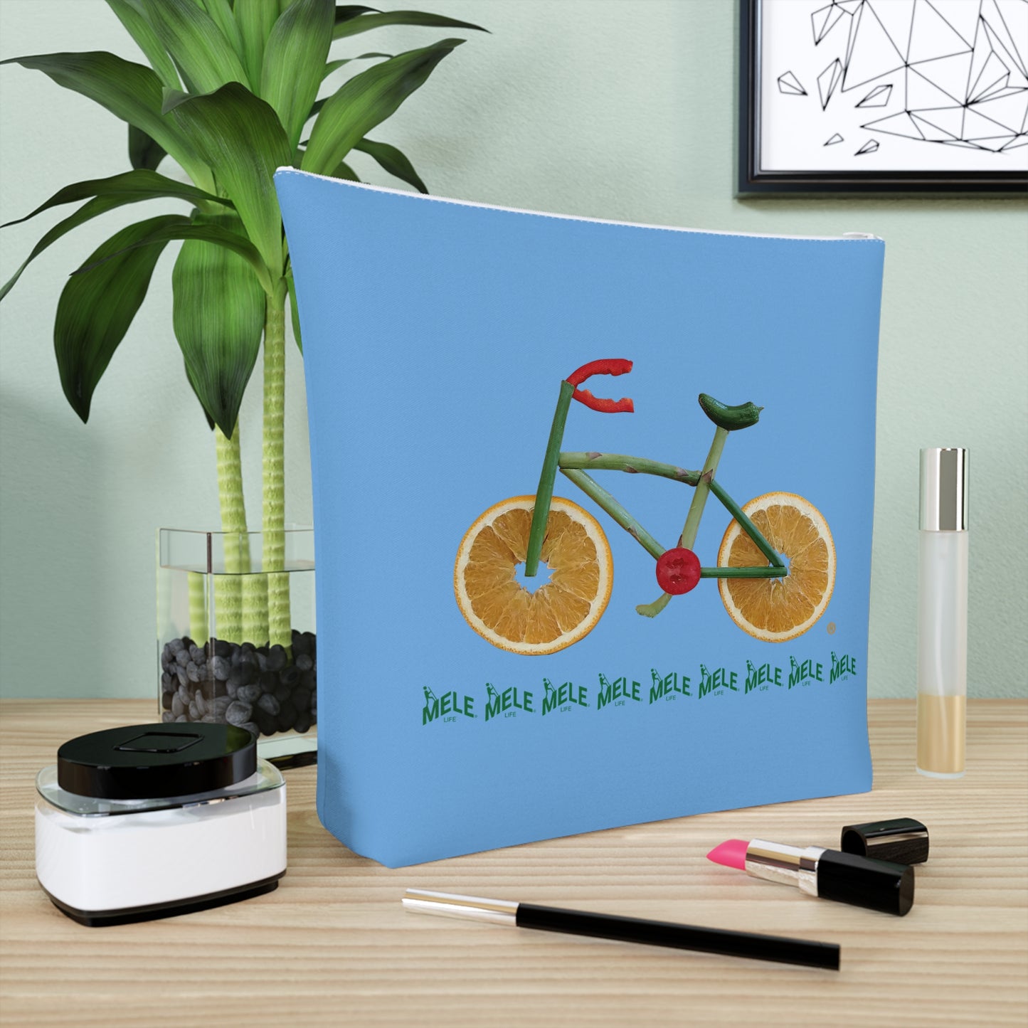 Cosmetic Bag - Veggie Bike  (light blue)