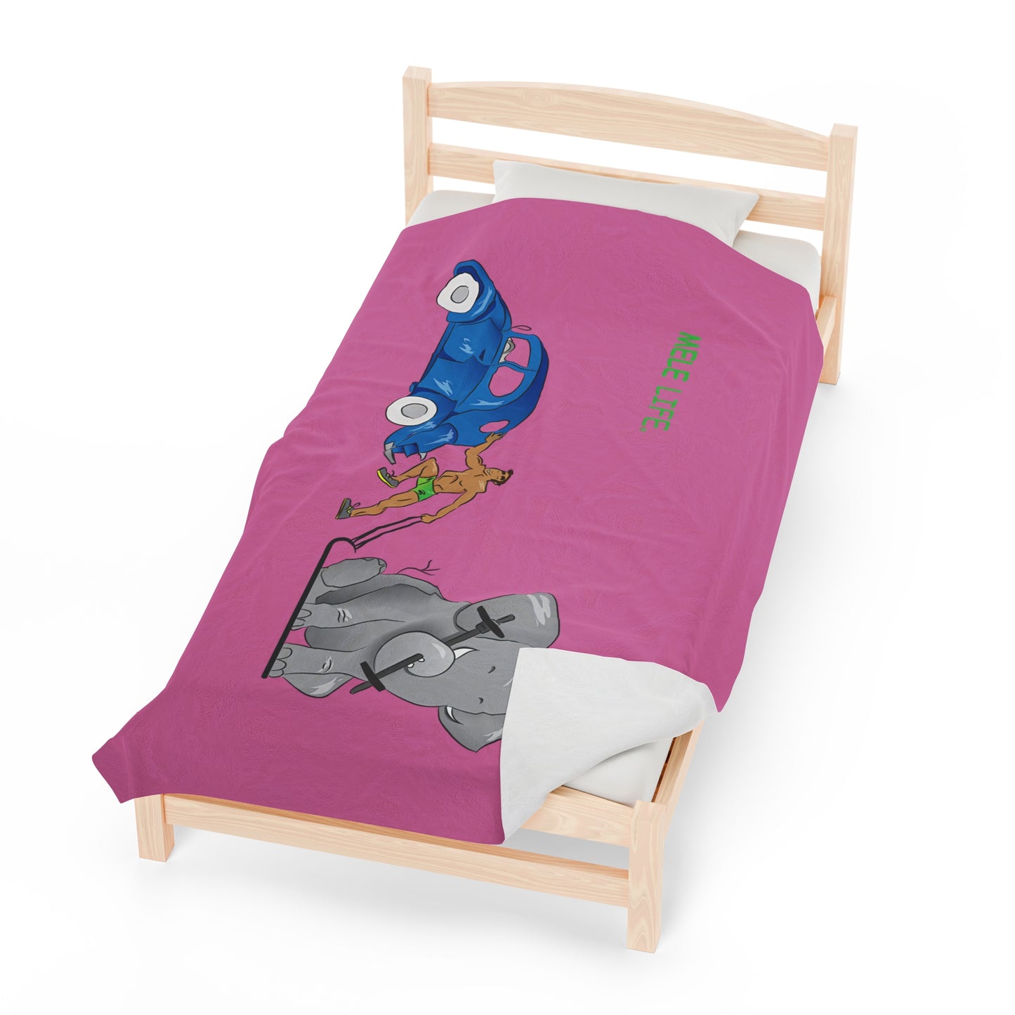 Blanket Velveteen Plush - Strong Brown Man (pink)