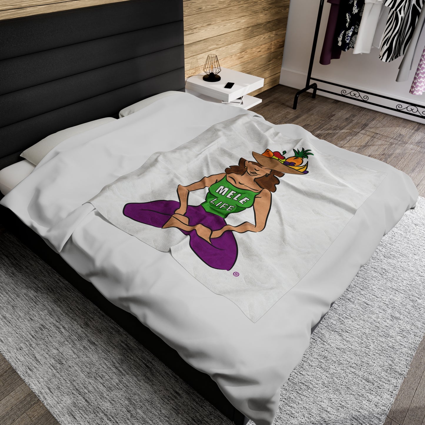 Blanket Velveteen Plush - Yoga Lady 1 (white)