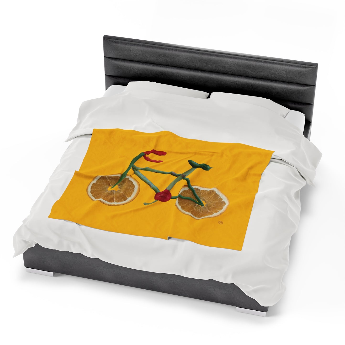 Blanket Velveteen Plush - Veggie Bike (yellow)