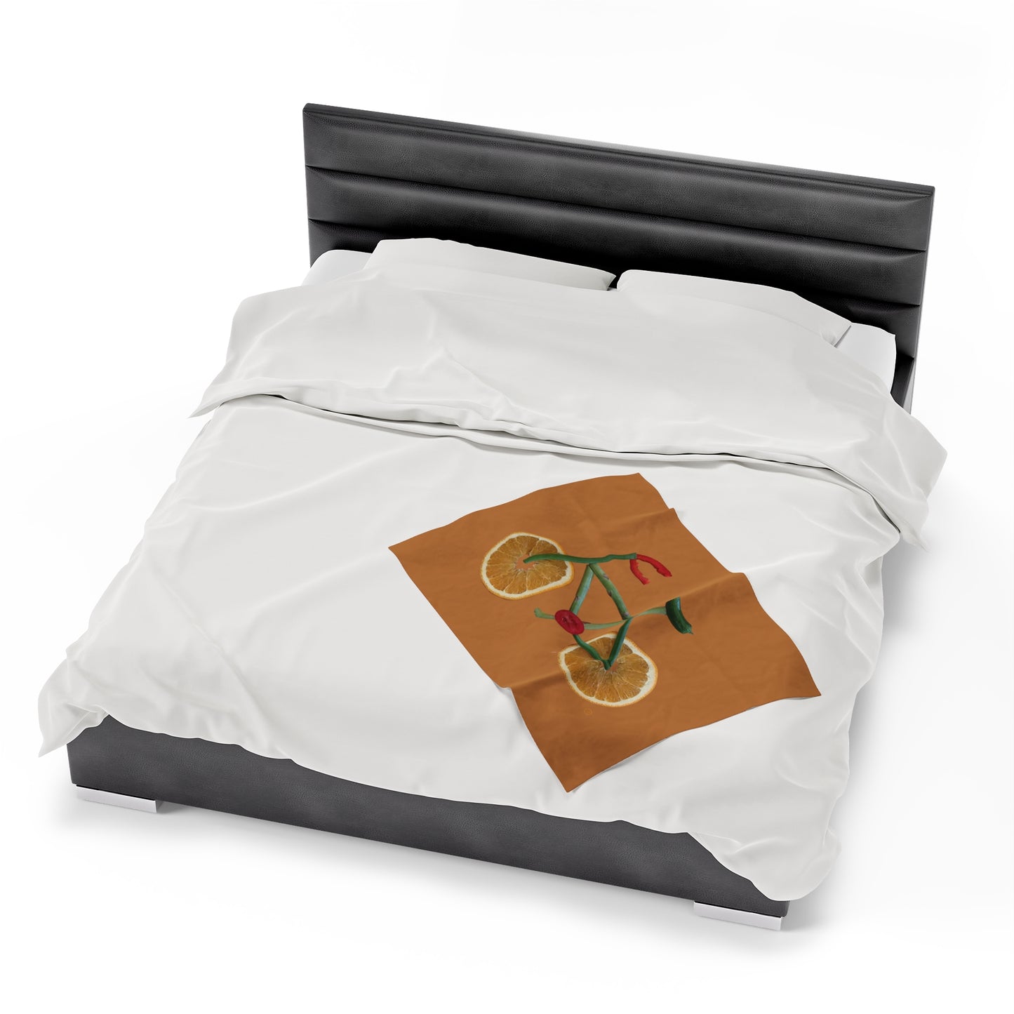 Blanket Velveteen Plush - Veggie Bike (light brown)