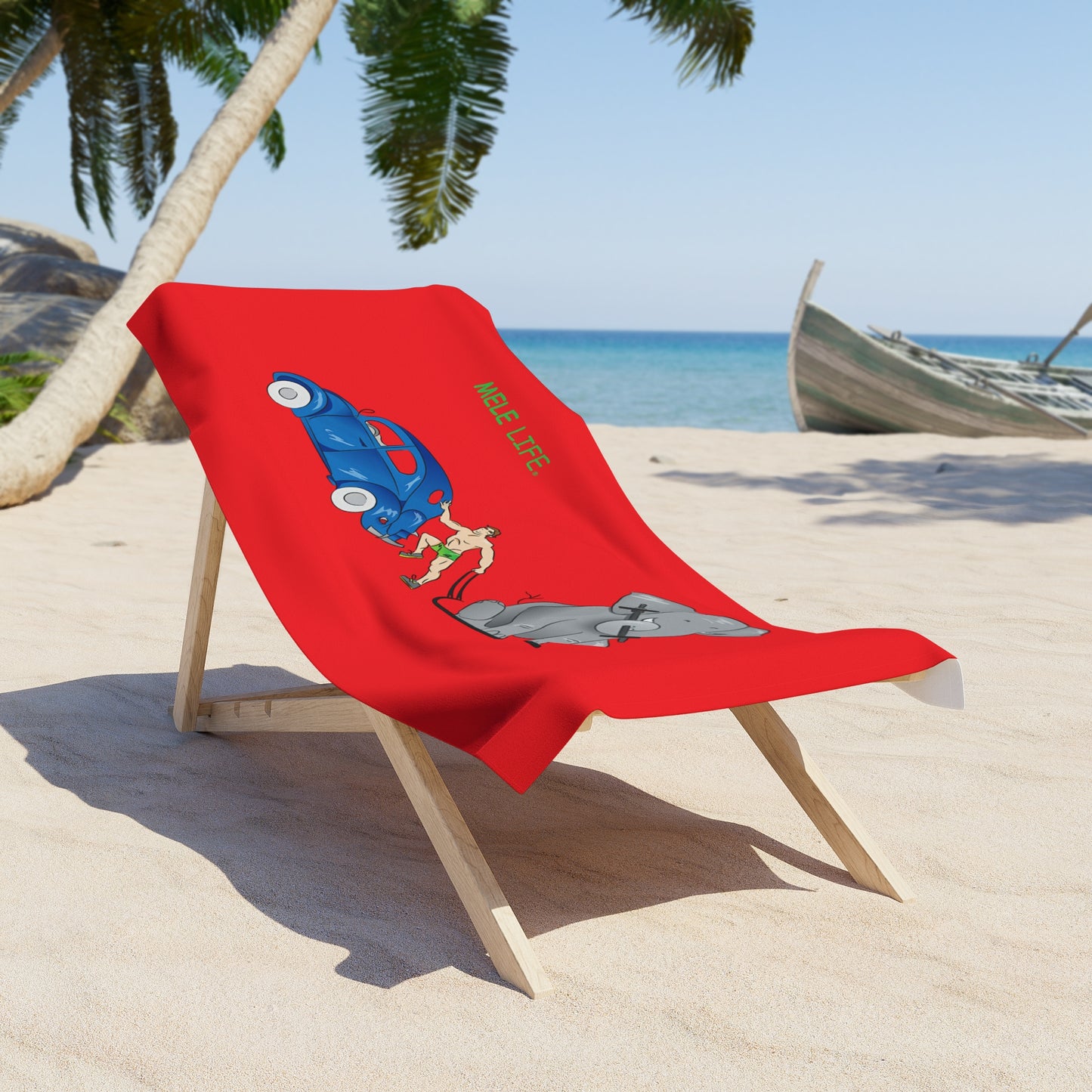 Beach, Bath & Pool Towel - Strong White Man (red)