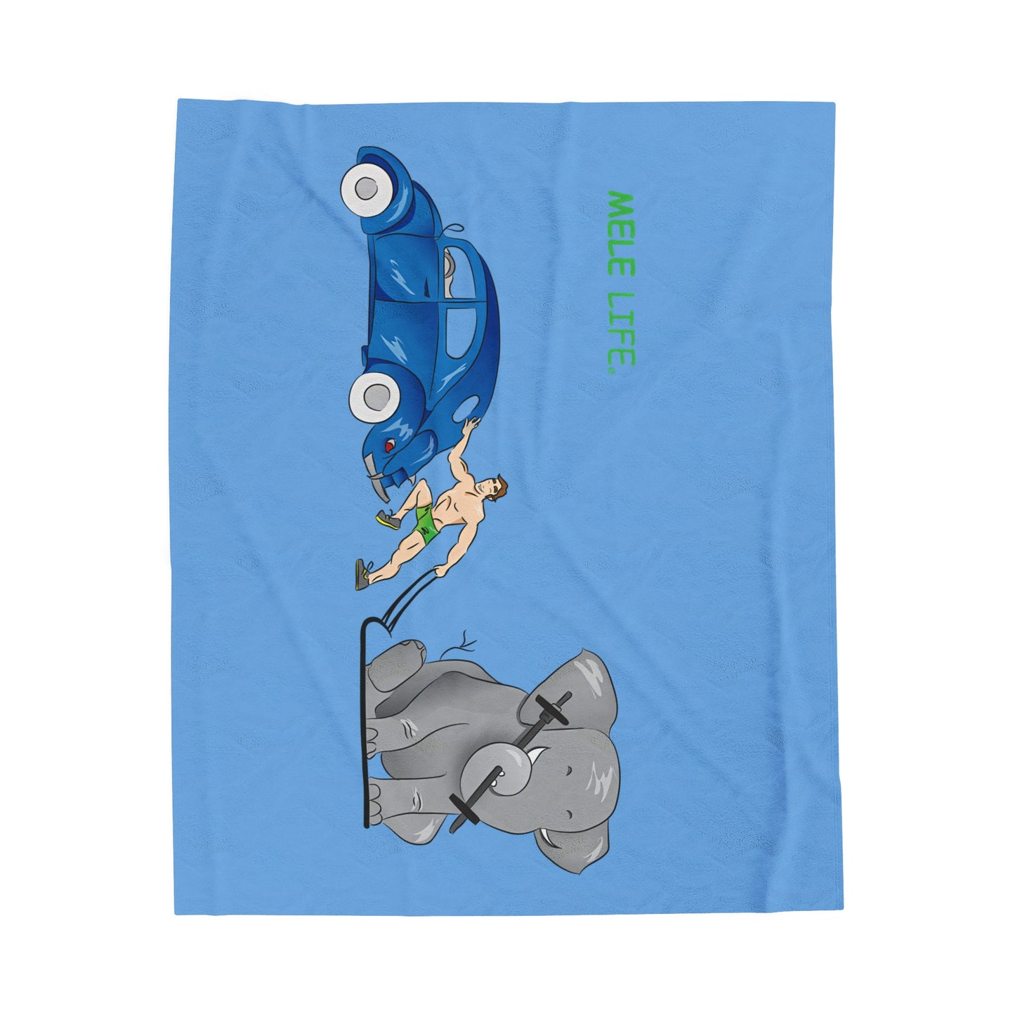 Blanket Velveteen Plush - Strong White Man (light blue)