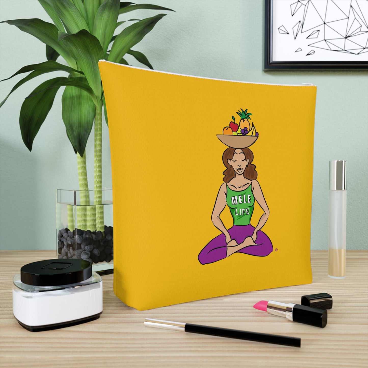 Cosmetic Bag - Yoga Lady1   (yellow)