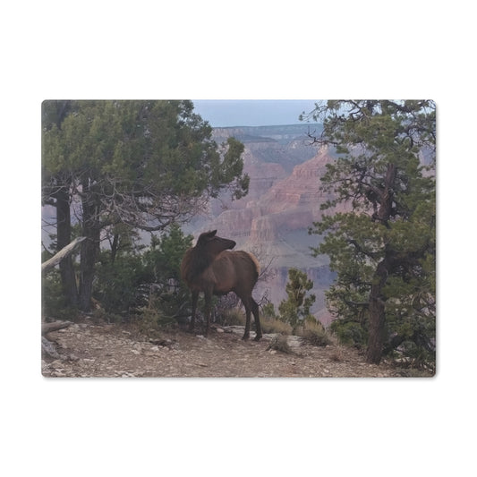 Cutting Board (glass) - Elk on rim Grand Canyon
