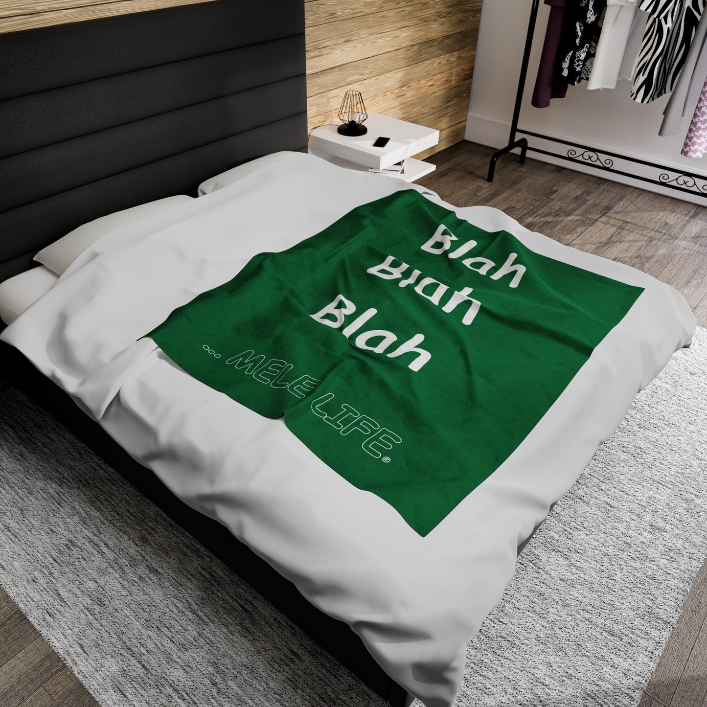 Blanket Velveteen Plush - Blah Blah Blah (green)