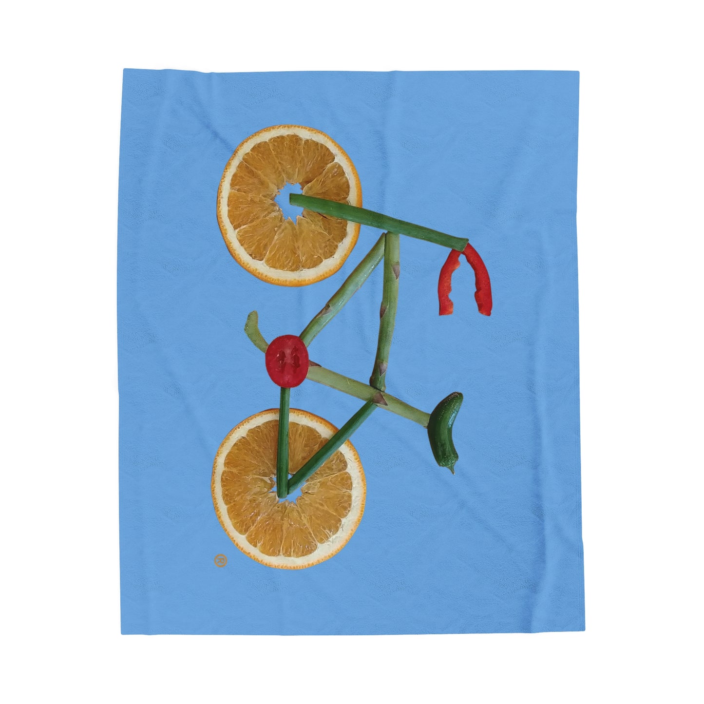 Blanket Velveteen Plush - Veggie Bike (light blue)