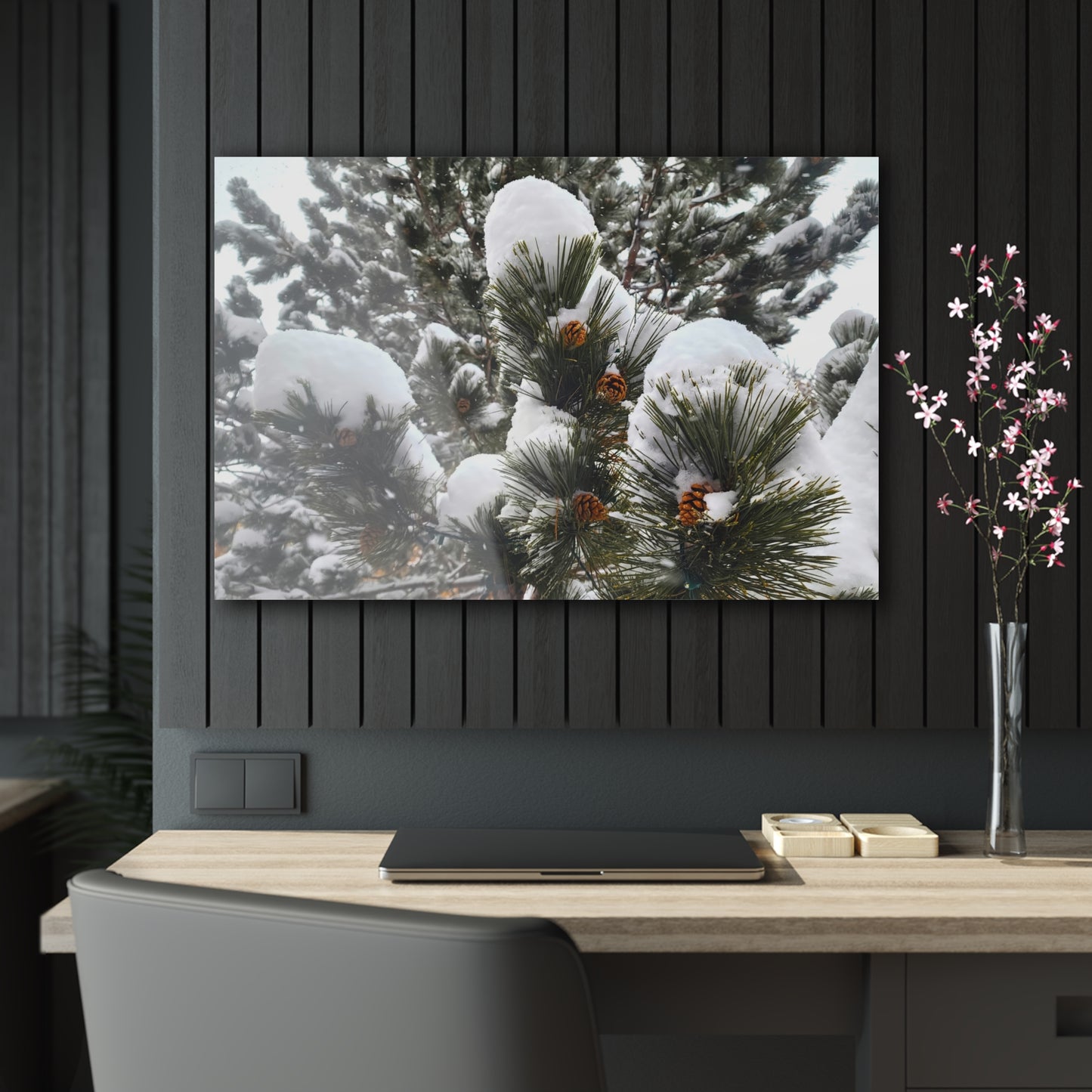 Acrylic Art - Pine cones with snow