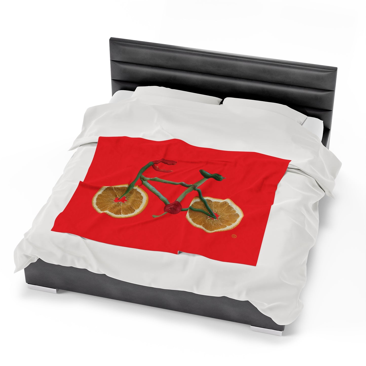 Blanket Velveteen Plush - Veggie Bike (red)