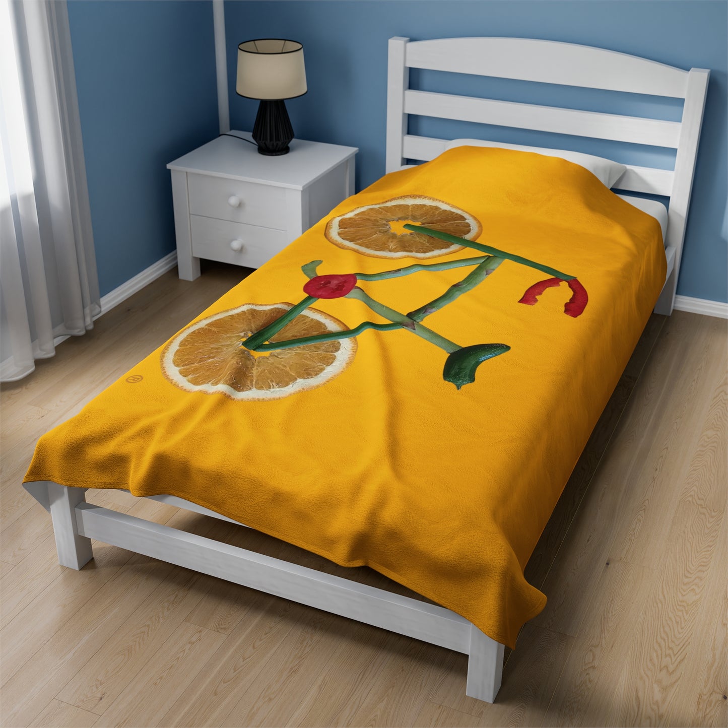 Blanket Velveteen Plush - Veggie Bike (yellow)