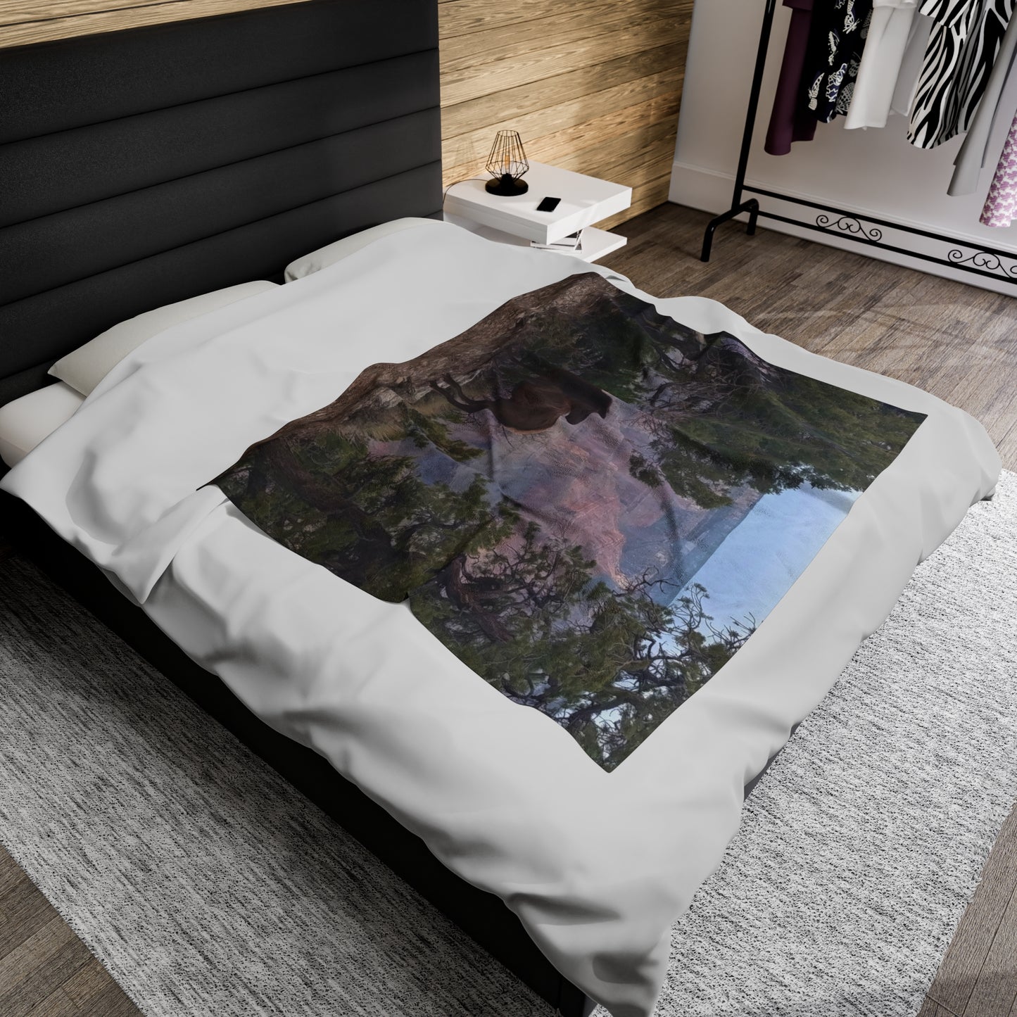 Blanket Velveteen Plush - Elk on rim of Grand Canyon
