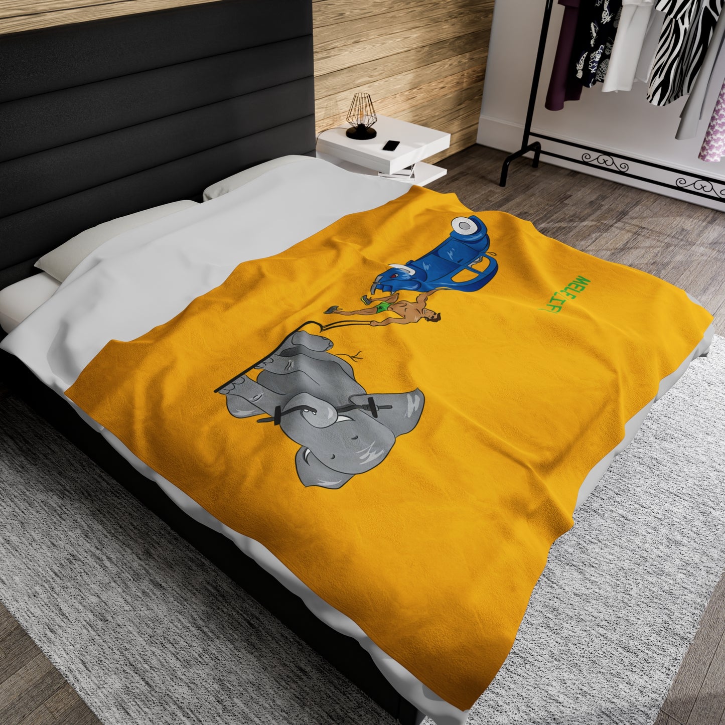 Blanket Velveteen Plush - Strong Brown Man (yellow)